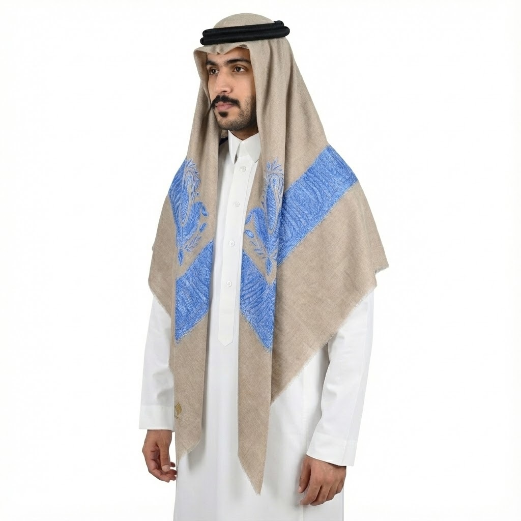 Brown base and Blue/Silver Embroidery