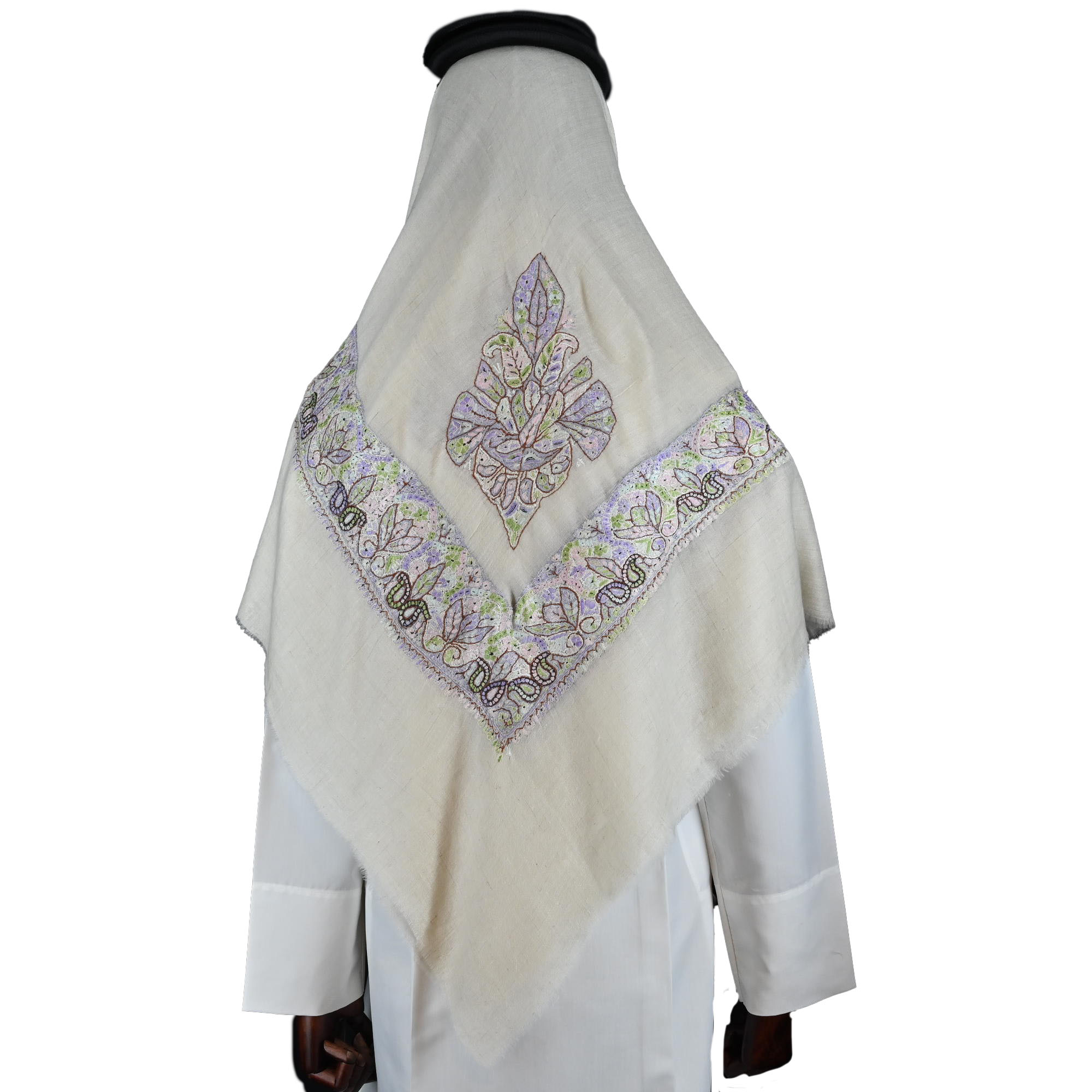 Leafy pattern Shawl with Green and Purple shades - Image 3