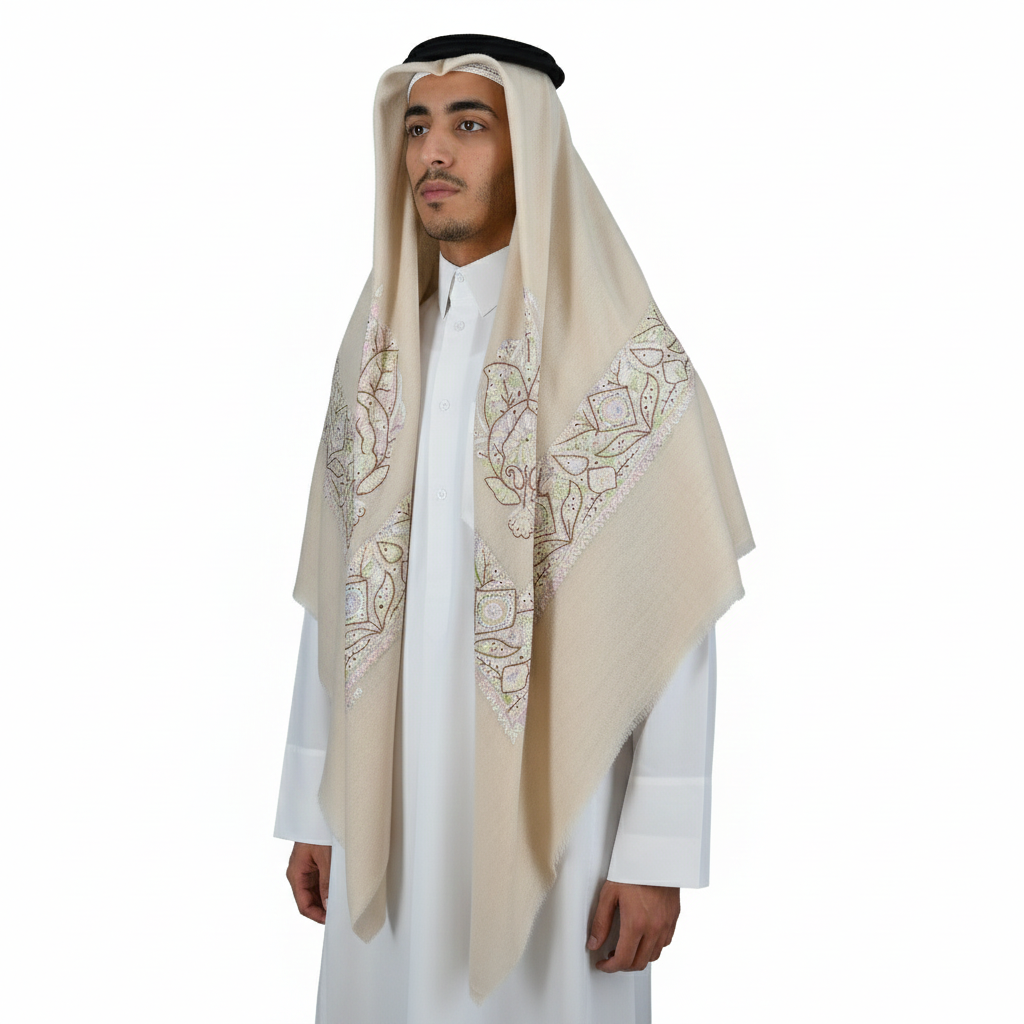 Intricate Floral pattern Shawl with light shades color