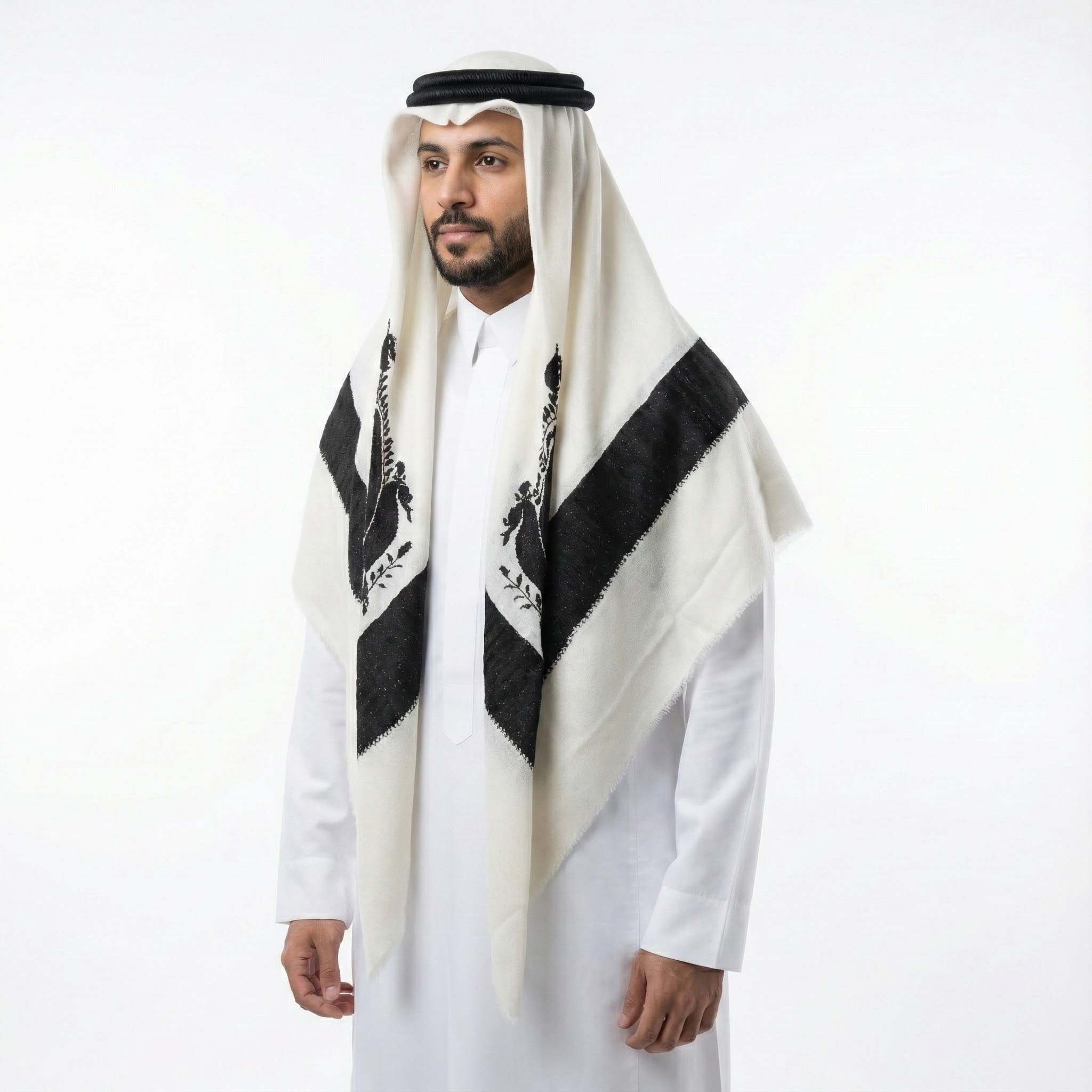 shawl with Black Embroidery