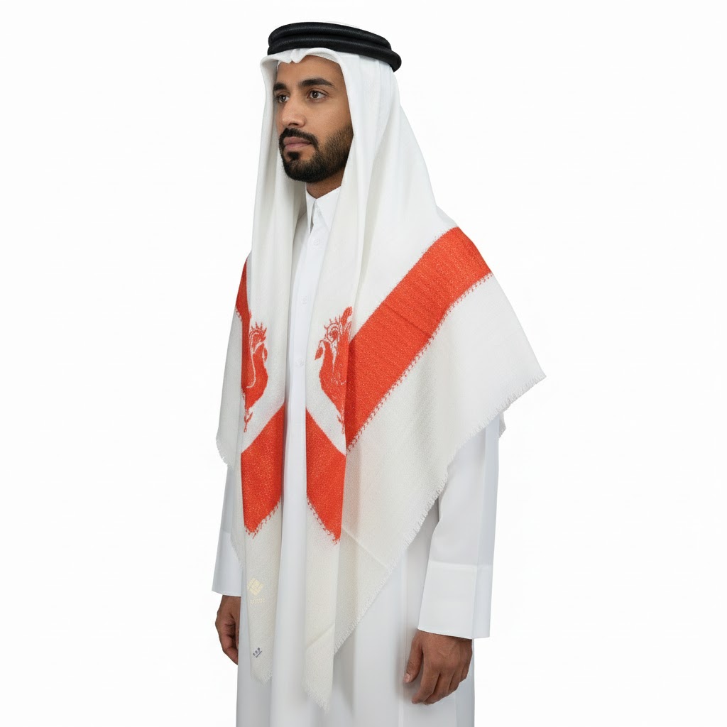 shawl with Orange Embroidery