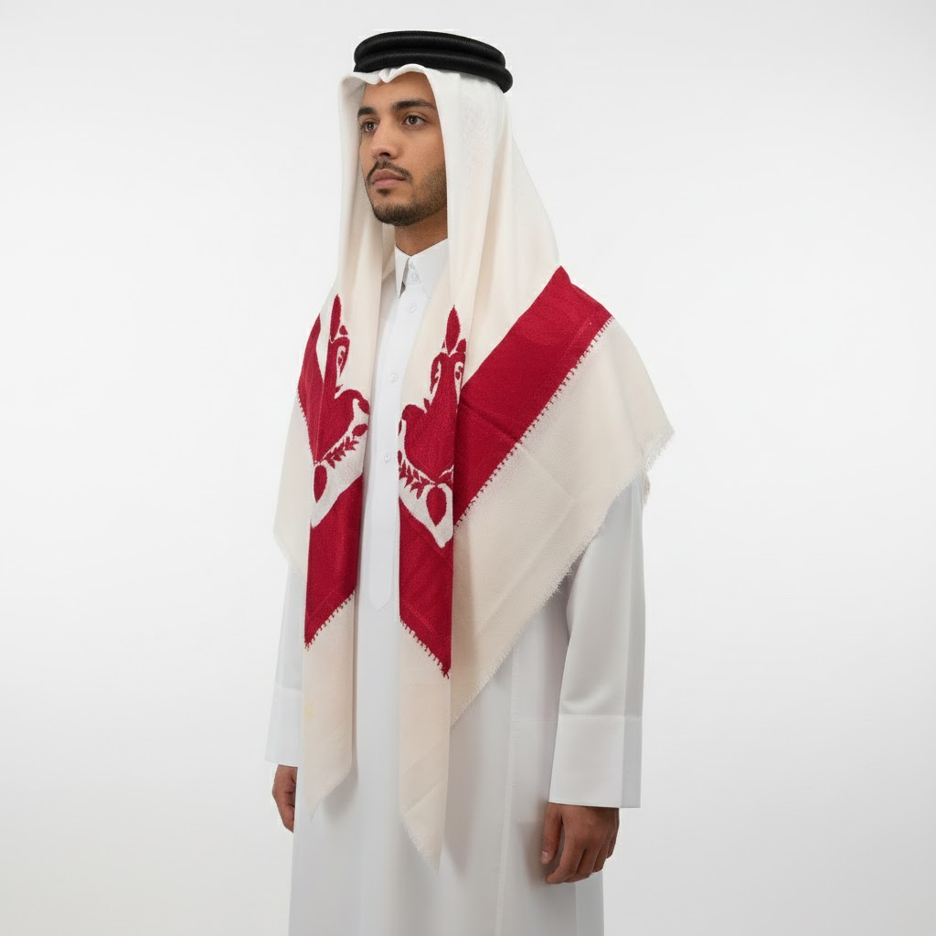 shawl with Purple Embroidery