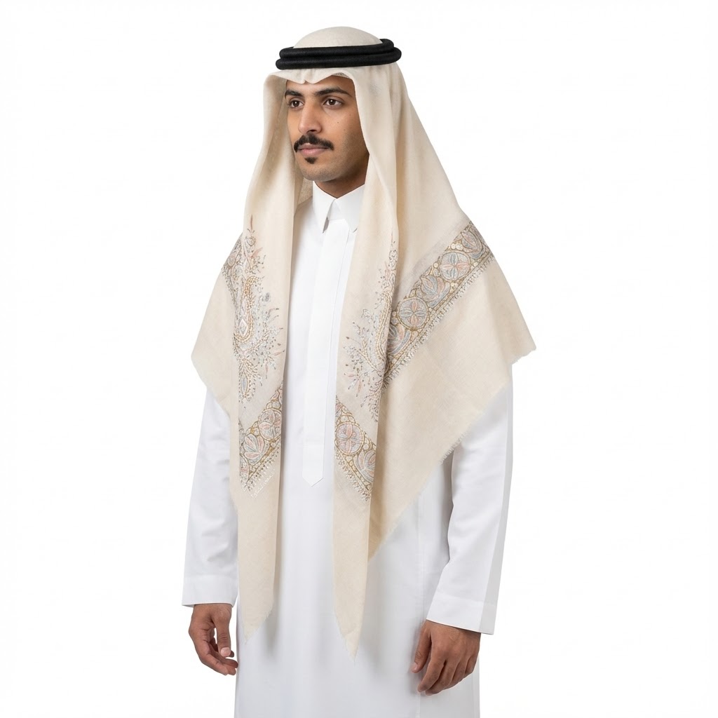 Kashmiri Shawl with Floral Pattern Light Shades Embroidery and Grey Base