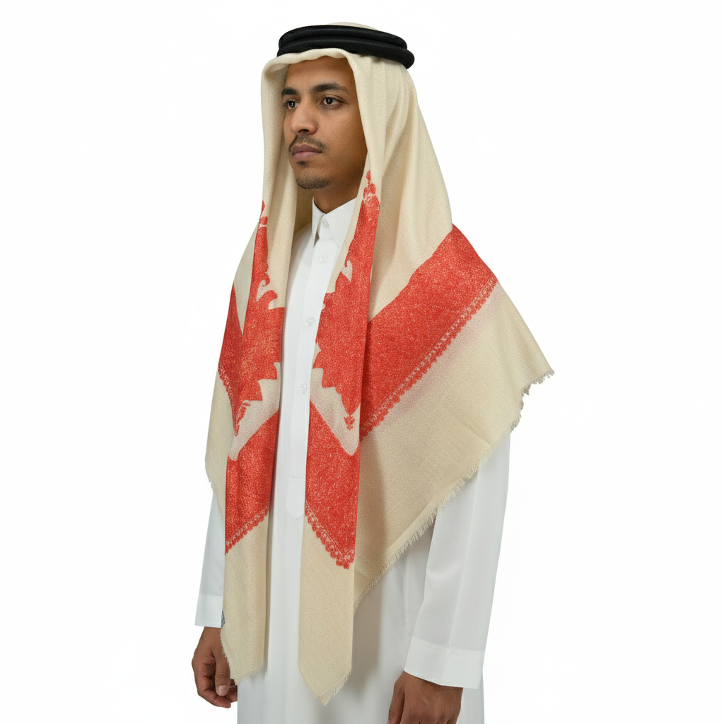 Red pattern Hand Embroidery and Natural White base