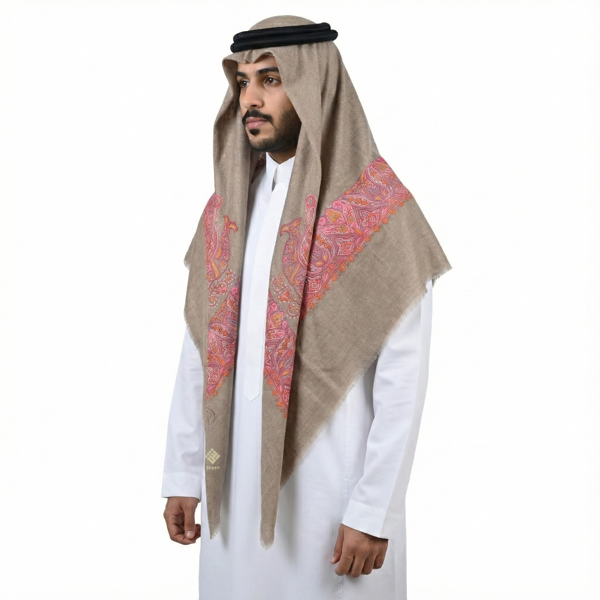 Multicolor Floral pattern Hand Embroidery and Brown Base